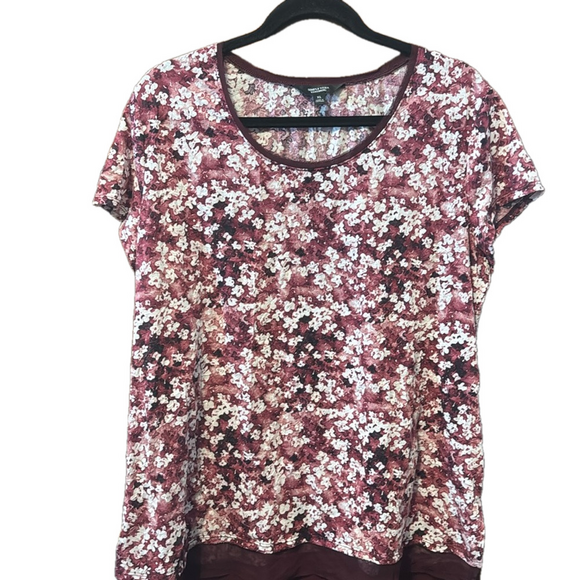 Simply Vera Vera Wang Floral Short Sleeve Blouse - Picture 1 of 3